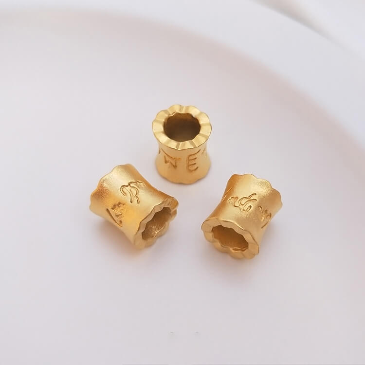 Golden color sand gold six-word mantra luck beads