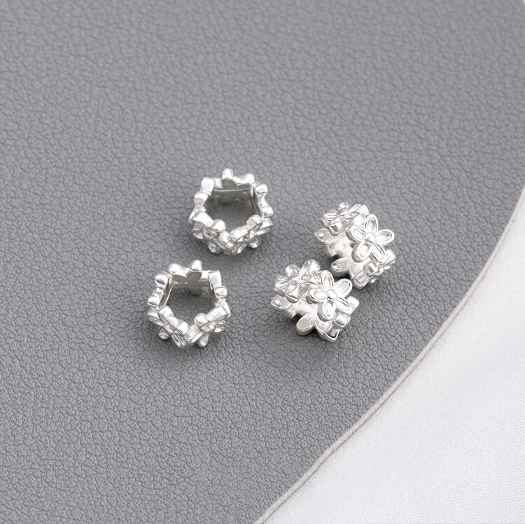 Copper-clad 925 thick silver four-leaf clover large hole flower-shaped spacer beads