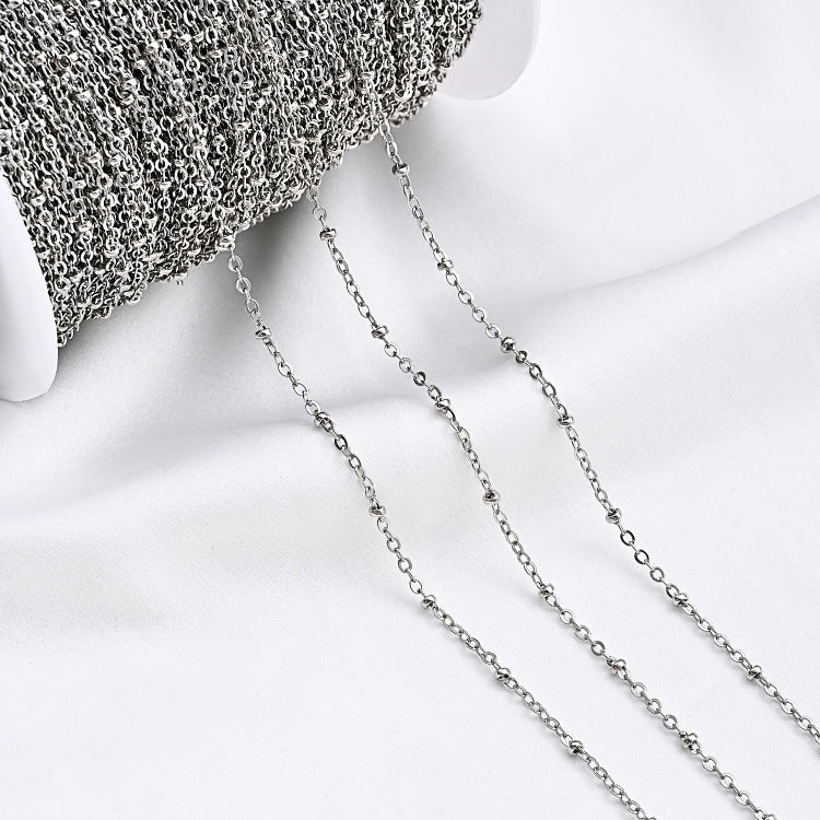 White Gold Plated Brass,Snake Chain, Pearl Chain, Clip Flat Bead Chain & Body Side Chains for DIY Jewelry