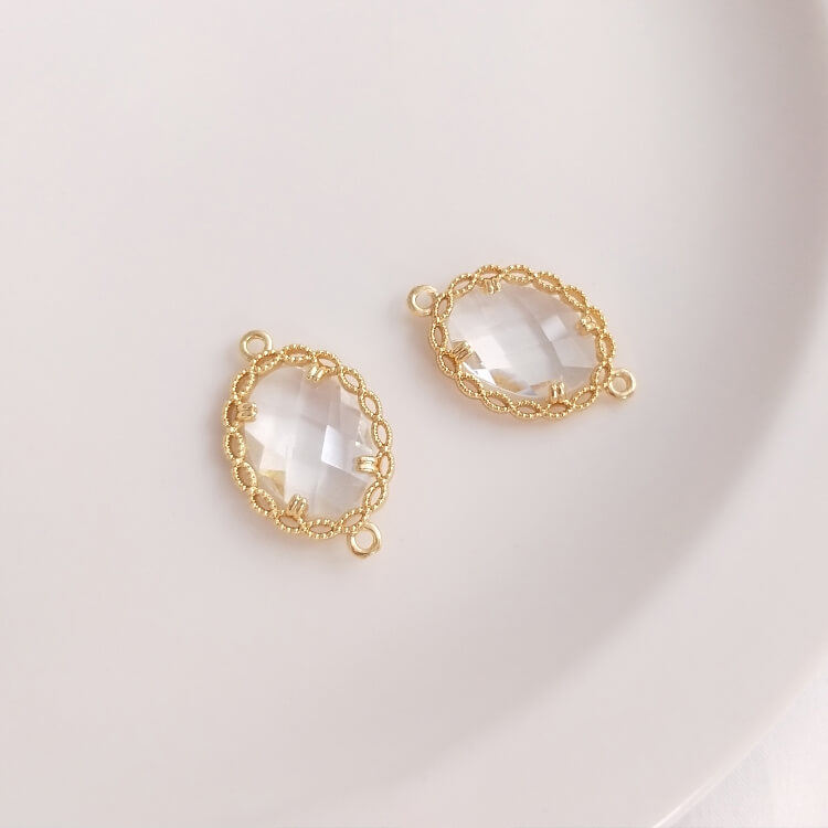 Copper-clad 14K crystal zircon Dongsi lace-edged double hanging accessories G230