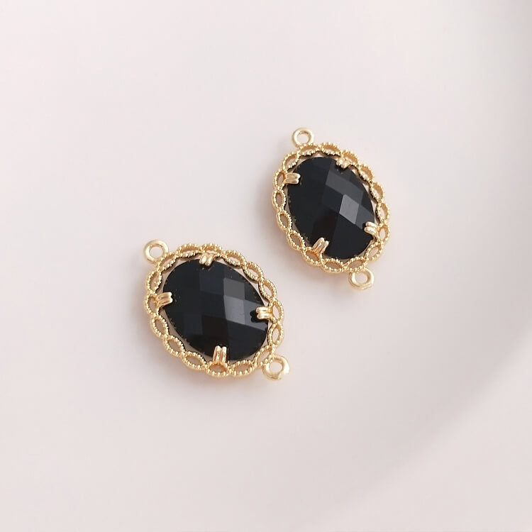 Copper-clad 14K crystal zircon Dongsi lace-edged double hanging accessories G230