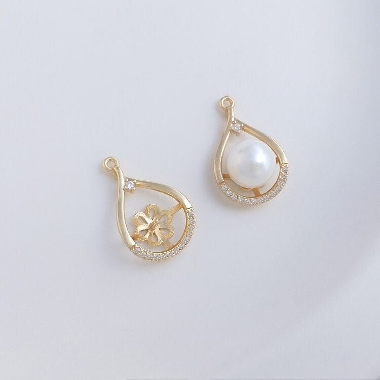 Micro-inlaid zircon pearl hollow necklace pendant
