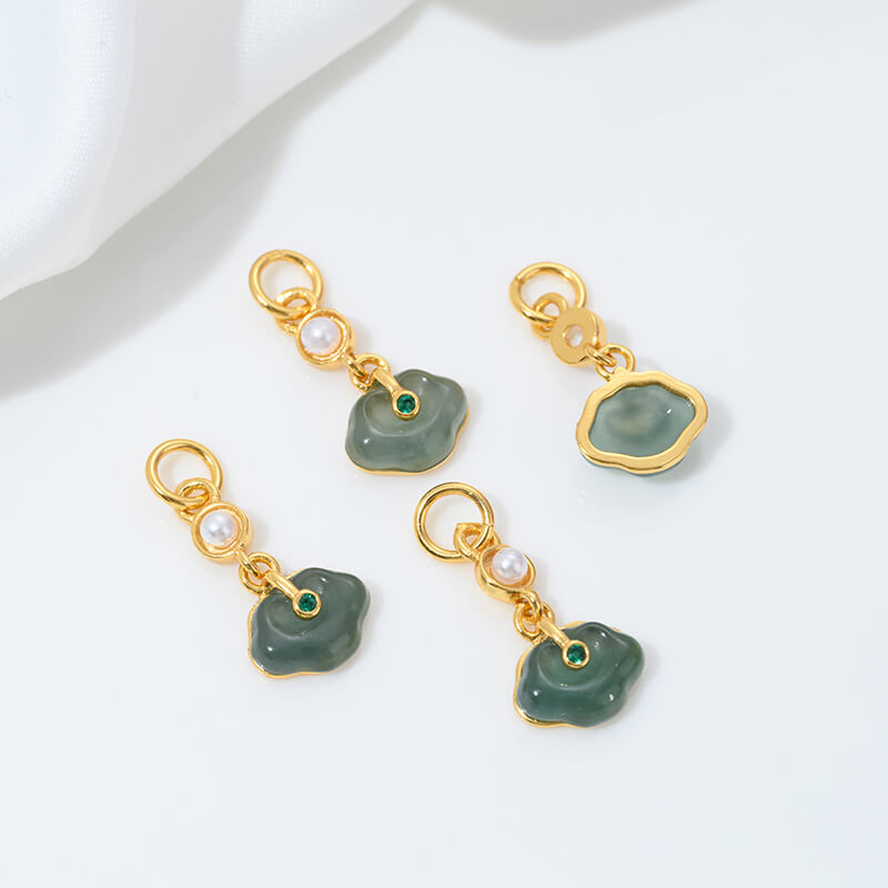 Inlaid with natural crystal aquamarine porous spacer beads jadeite water foam jade Ruyi gourd pendant