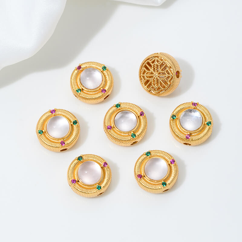 Inlaid with natural crystal aquamarine porous spacer beads jadeite water foam jade Ruyi gourd pendant