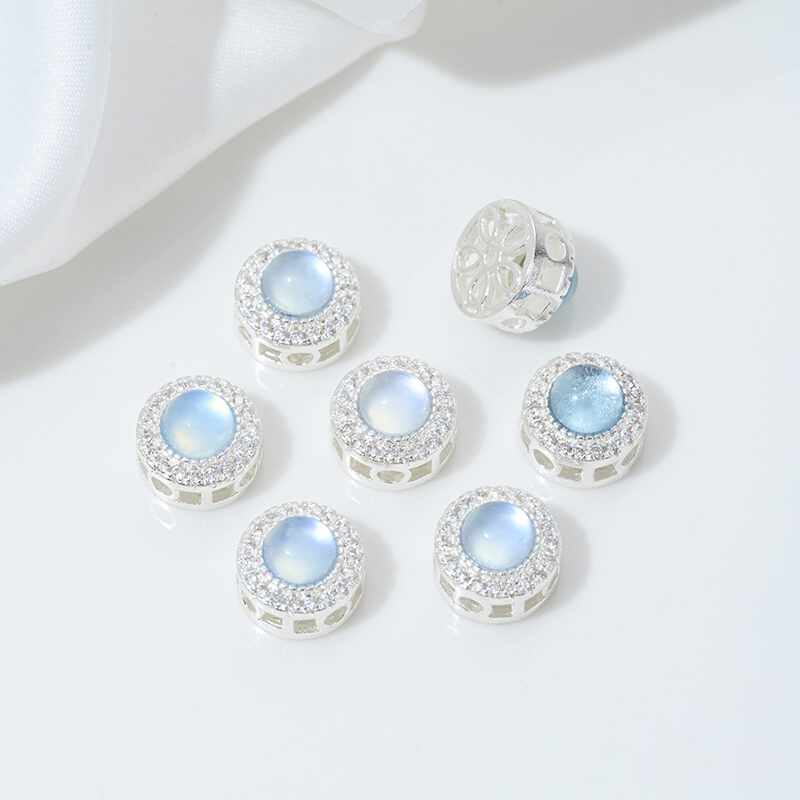 Inlaid with natural crystal aquamarine porous spacer beads jadeite water foam jade Ruyi gourd pendant