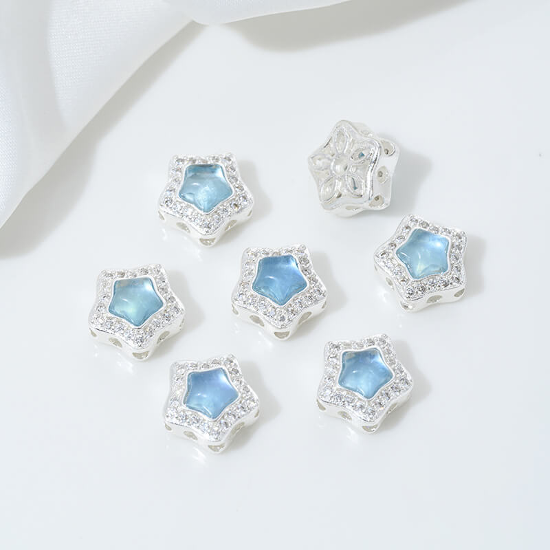 Inlaid with natural crystal aquamarine porous spacer beads jadeite water foam jade Ruyi gourd pendant