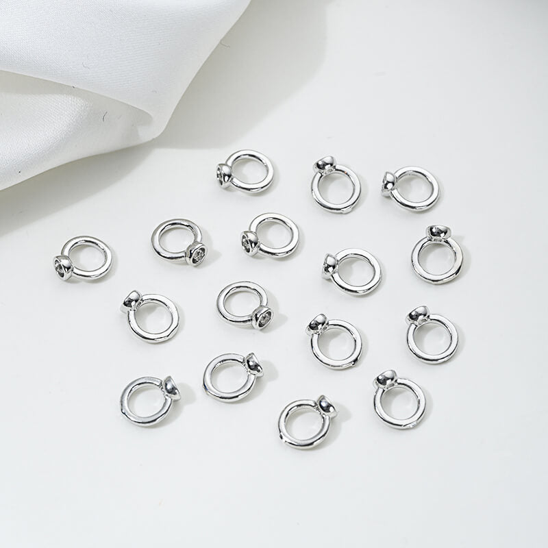 14k white k glossy, thread hidden wire ending ring