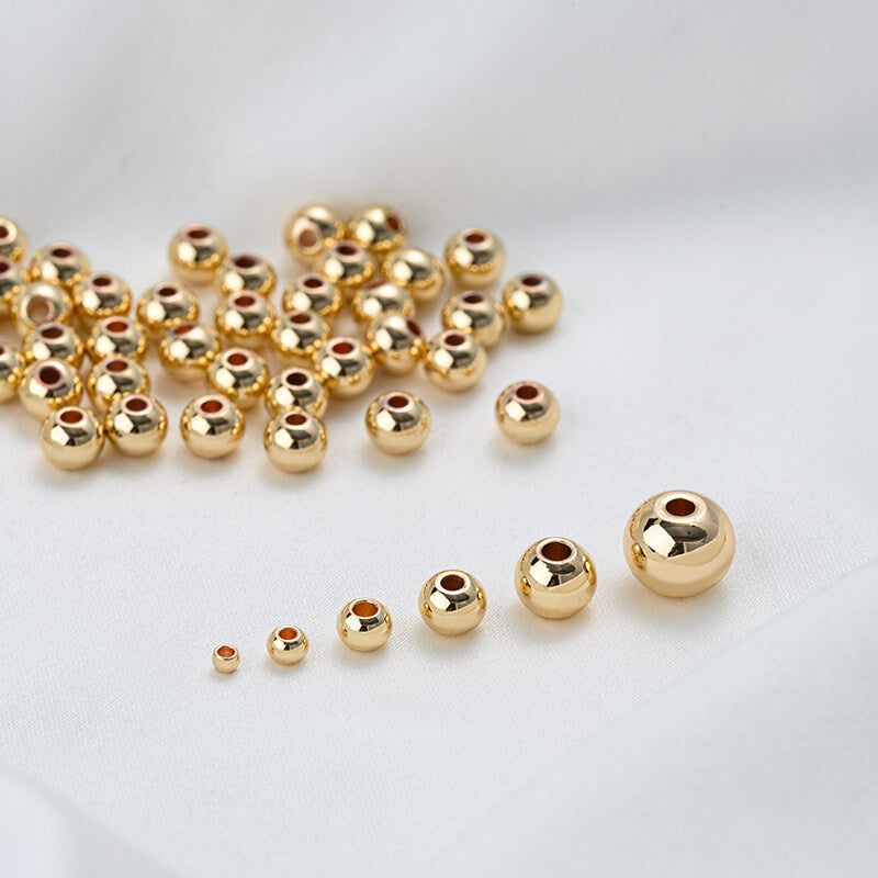 Titanium steel round ball solid through hole round spacer bead
