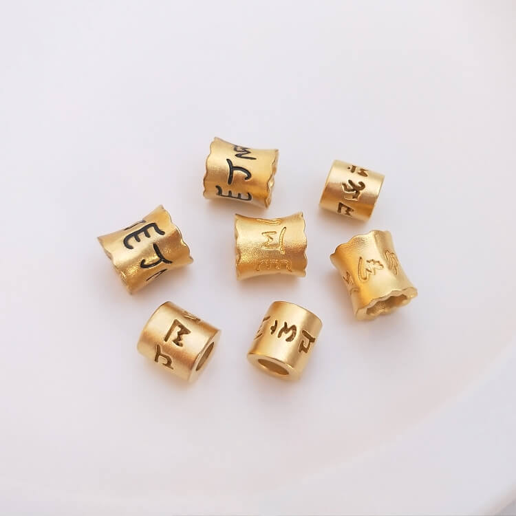 Golden color sand gold six-word mantra luck beads