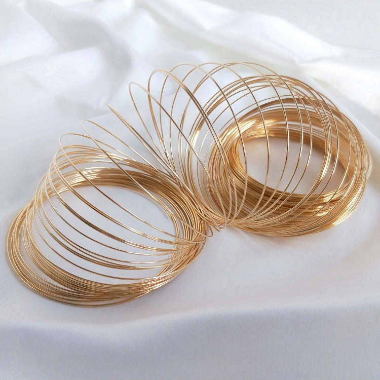 Memory Wire, bracelet ring round 0.6mm diameter, 20 loops,14k gold-plated&white gold