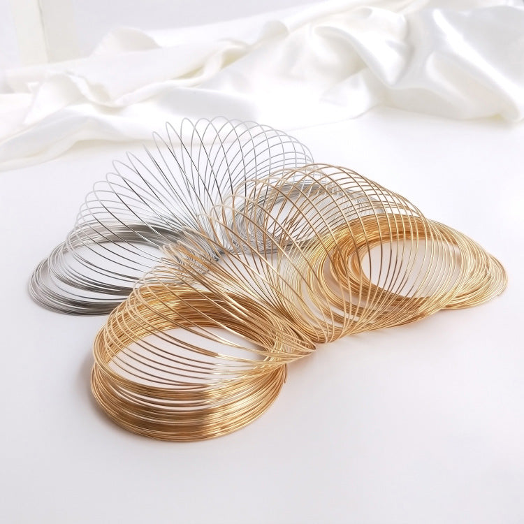 Memory Wire, bracelet ring round 0.6mm diameter, 20 loops,14k gold-plated&white gold