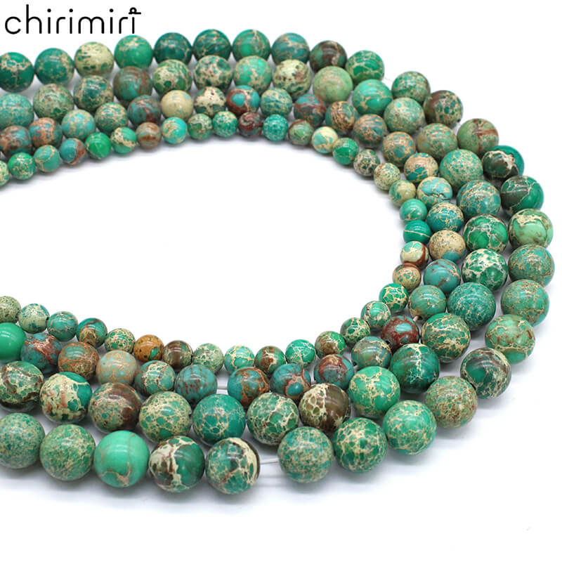 Green emperor stone round beads DIY hand-woven materials