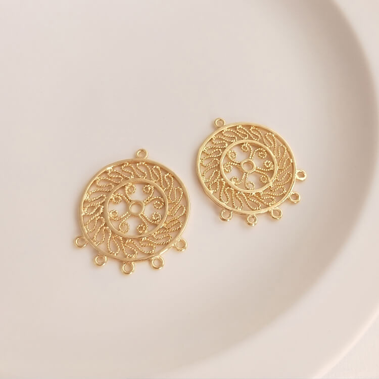 Hollow lace geometric heart-shaped diamond multi-ring tassel earrings