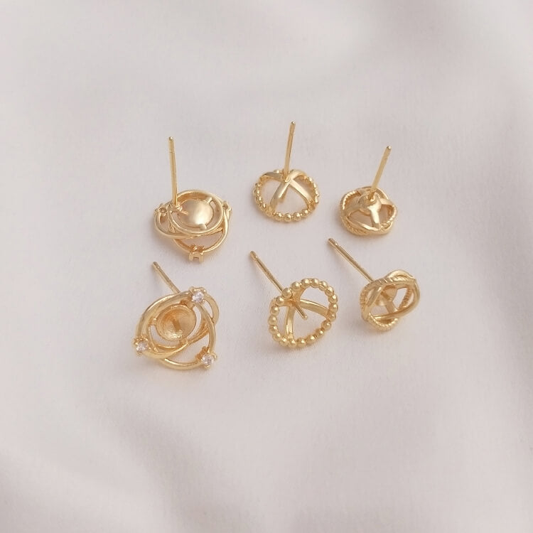 Half-hole bead support DIY earrings