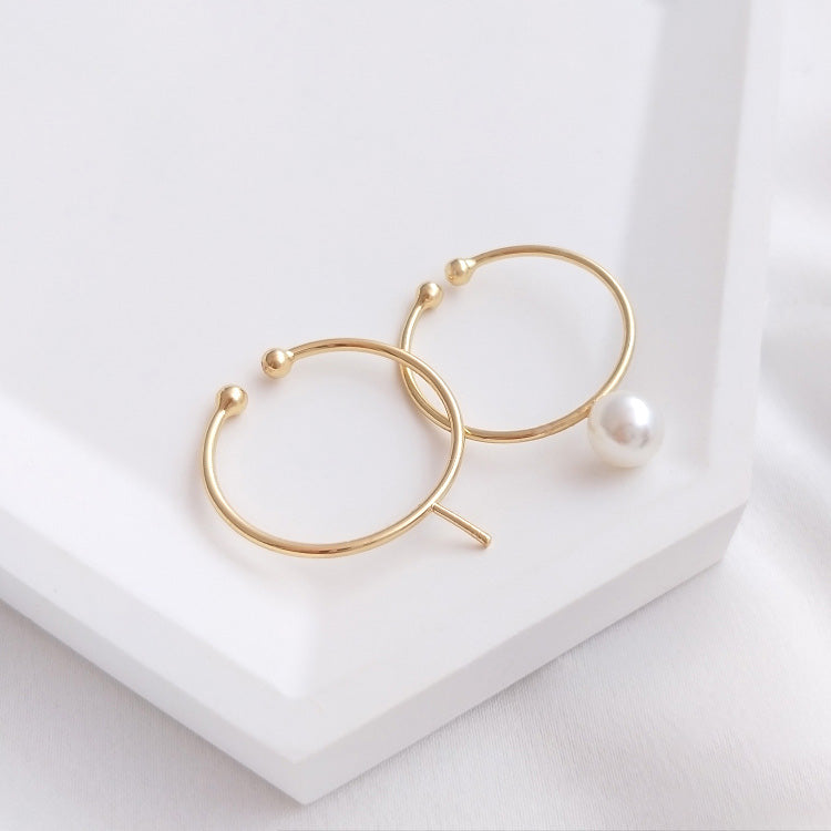Ring flat holder, half hole bead pin, 6mm & 8mm, open ring