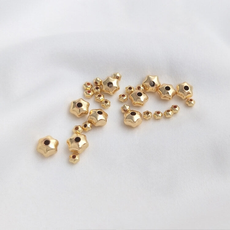 Hexagram flat spacer beads 14k gold-plated