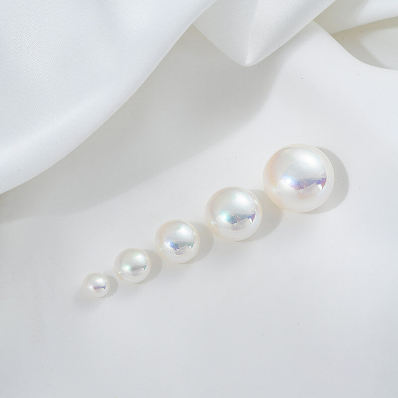 High-gloss aurora imitation Mabe pearl half-hole bun beads