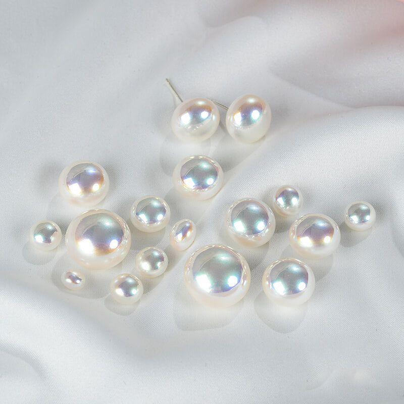 High-gloss aurora imitation Mabe pearl half-hole bun beads