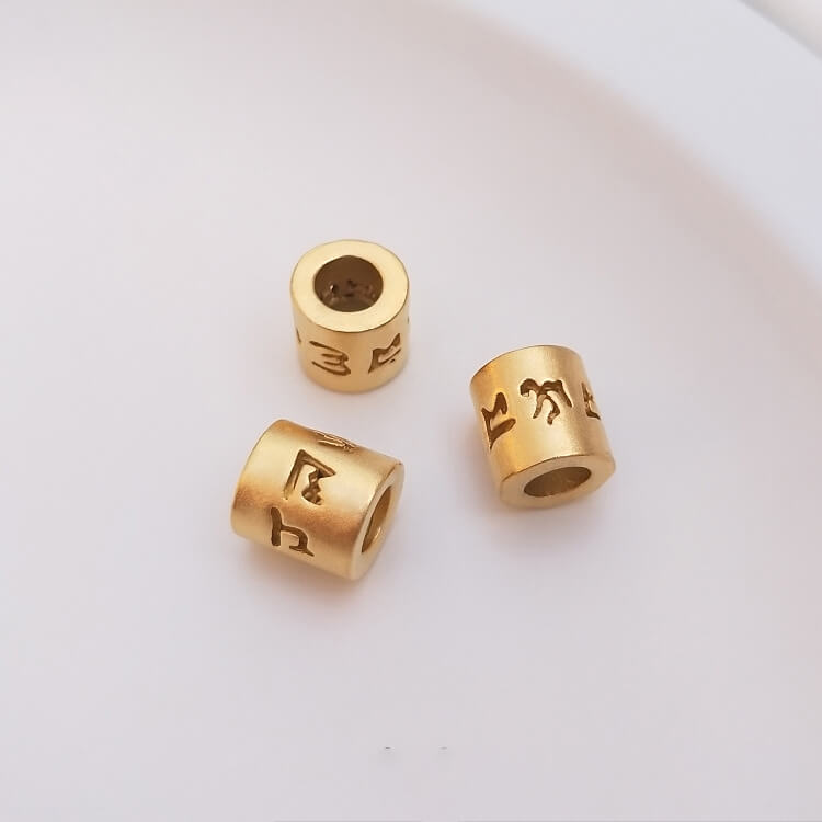 Golden color sand gold six-word mantra luck beads