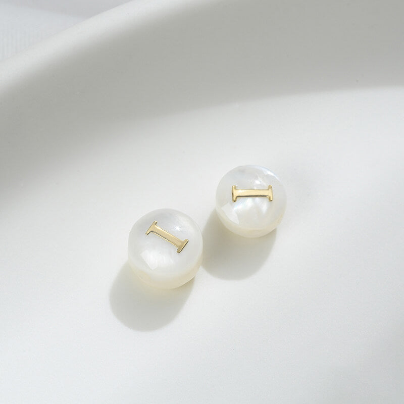 Small size natural white butterfly shell double-sided metal 26 letter spacer beads