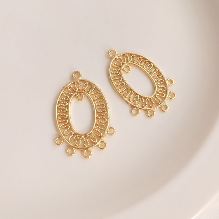 Hollow lace geometric heart-shaped diamond multi-ring tassel earrings