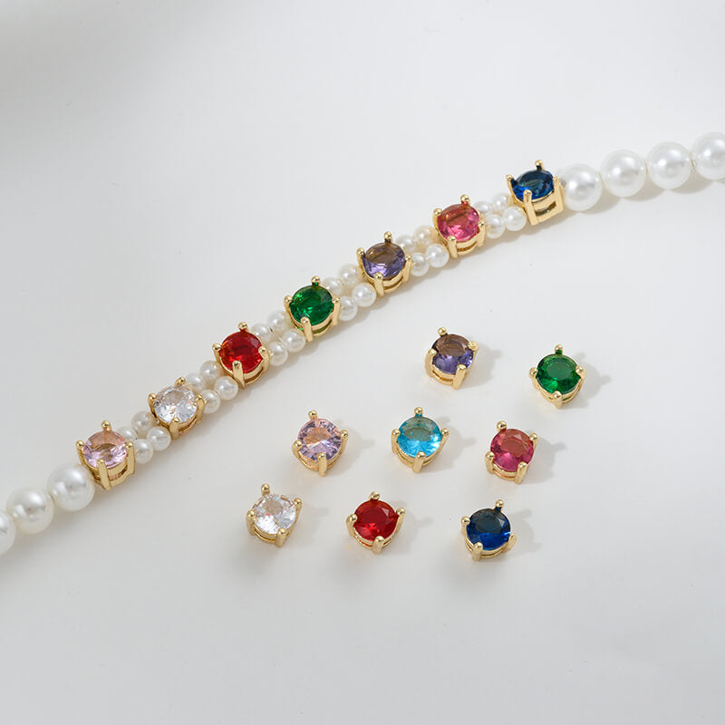 Inlaid with colored zirconium single zirconium spacer beads