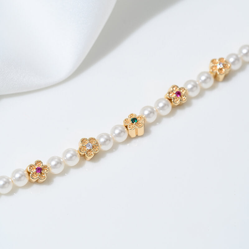 Inlaid with colorful zirconium peach blossom spacer beads