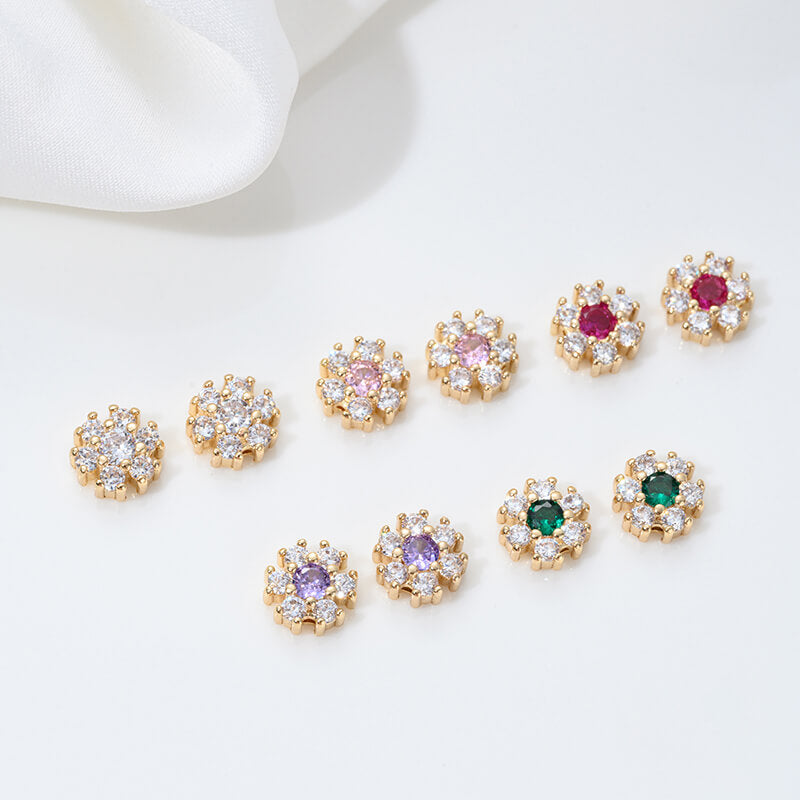 Inlaid with colorful zirconium small flowers, peach blossoms and plum blossoms spacer beads Z427