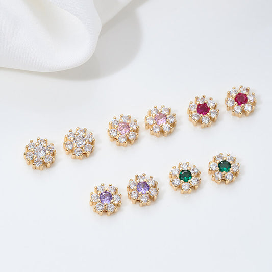 Inlaid with colorful zirconium small flowers, peach blossoms and plum blossoms spacer beads Z427