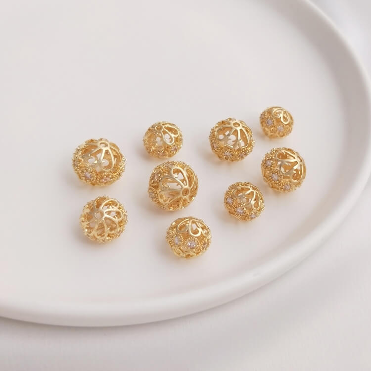 Inlaid with zircon flower ball spacer beads