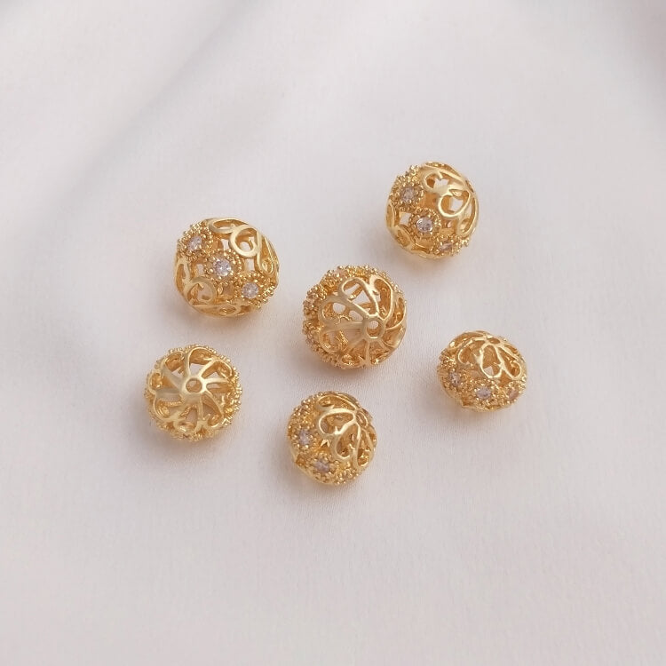 Inlaid with zircon flower ball spacer beads