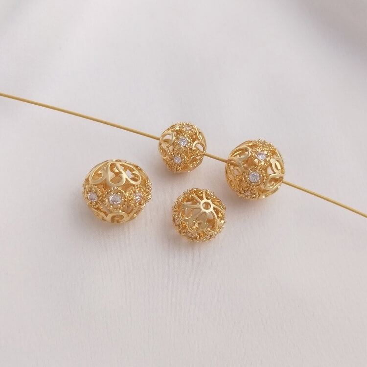Inlaid with zircon flower ball spacer beads