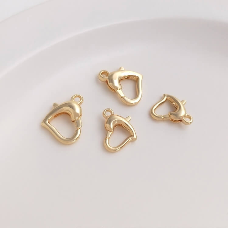 14K gold-plated heart-shaped lobster clasp