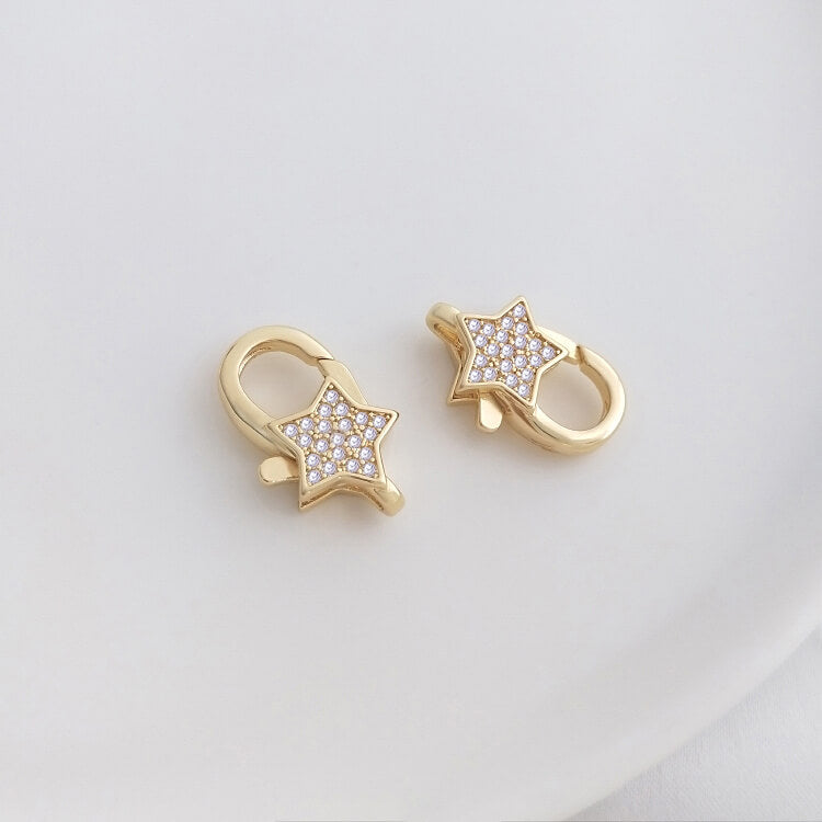 Micro-inlaid zircon five-pointed star bee peach heart-shaped high-end jewelry lobster clasp