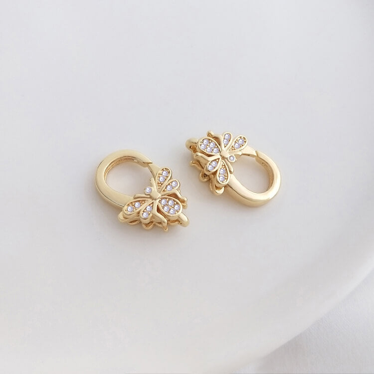 Micro-inlaid zircon five-pointed star bee peach heart-shaped high-end jewelry lobster clasp