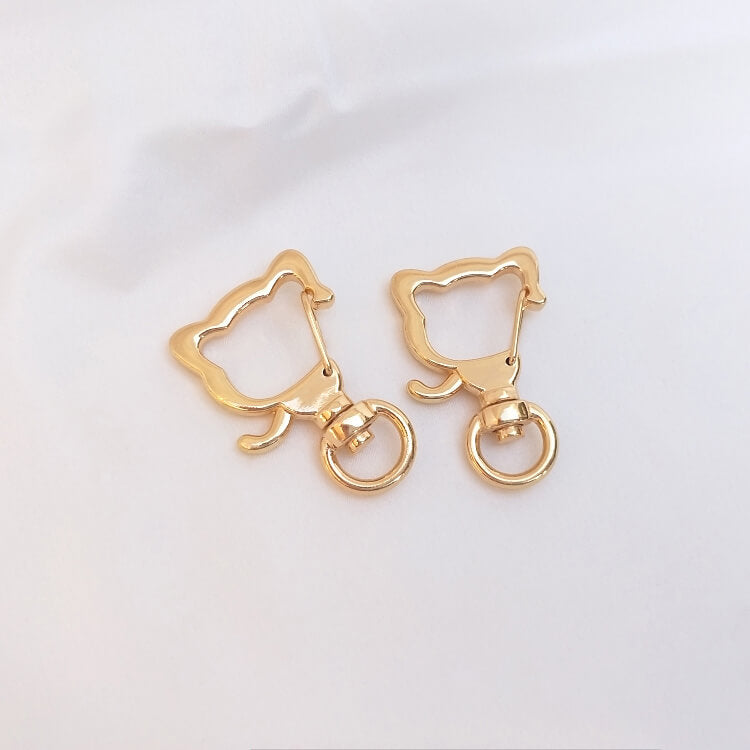 Cat head five-pointed star keychain heart-shaped 14k gold-plated spring lobster clasp