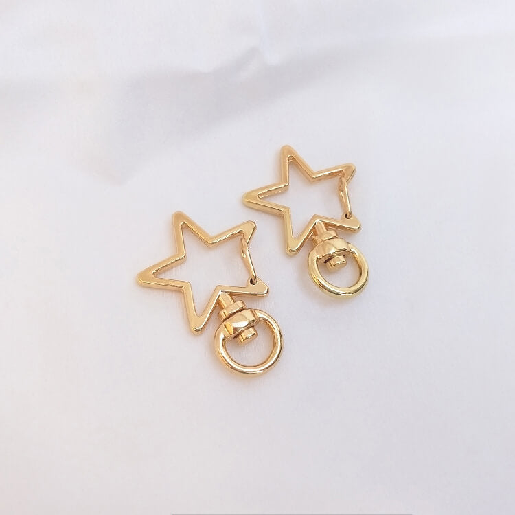 Cat head five-pointed star keychain heart-shaped 14k gold-plated spring lobster clasp