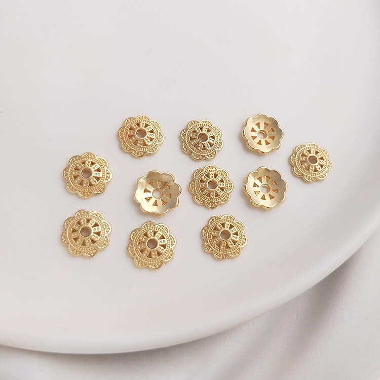 14K gold-plated daisy rose flower cap bead holder