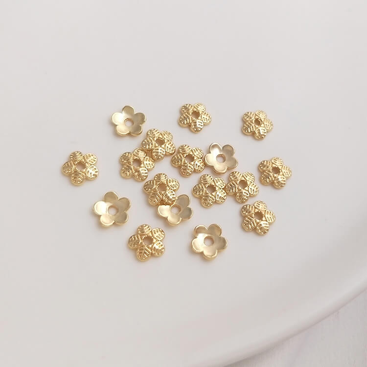 14K gold-plated daisy rose flower cap bead holder