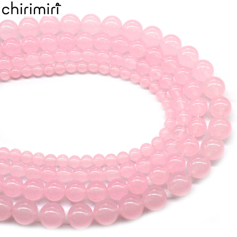 Light pink chalcedony semi-finished DIY handmade crystal beads