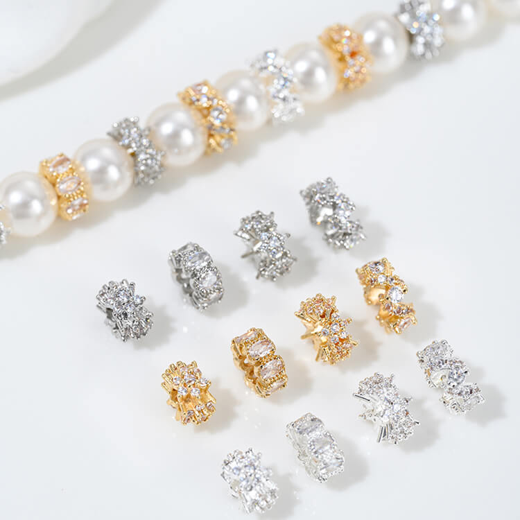 Micro-inlaid zircon 14K gold-plated color-preserving snowflake isolation beads
