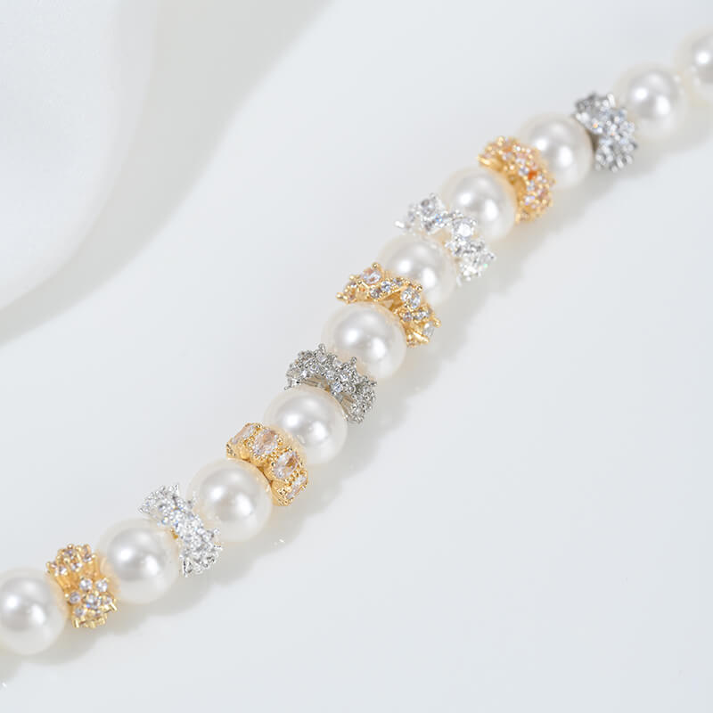 Micro-inlaid zircon 14K gold-plated color-preserving snowflake isolation beads