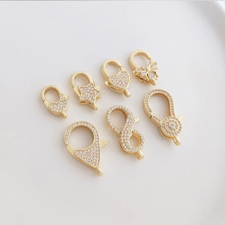 Micro-inlaid zircon five-pointed star bee peach heart-shaped high-end jewelry lobster clasp