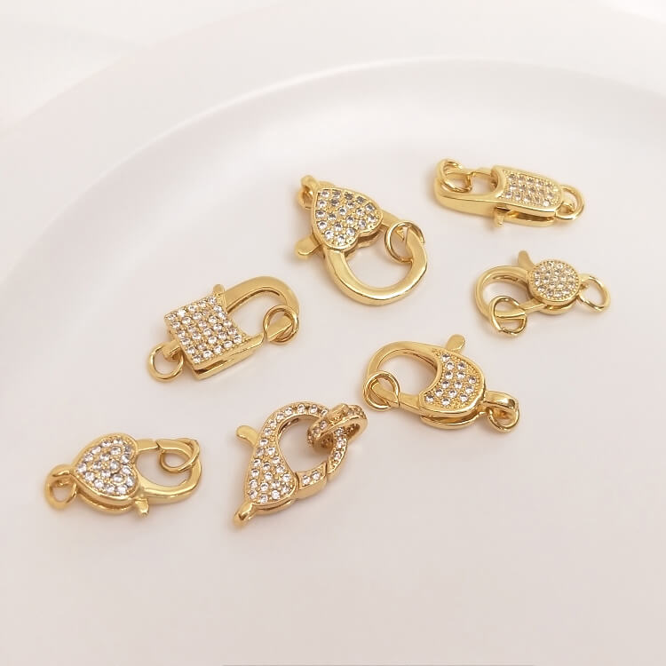 Micro-inlaid zircon heart-shaped 8-shaped oval-shaped lock-shaped long fishtail lobster clasp