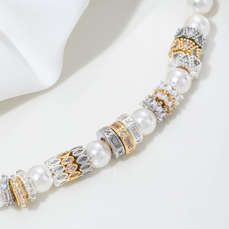 Micro-inlaid zircon spacer crystal pearl spacer