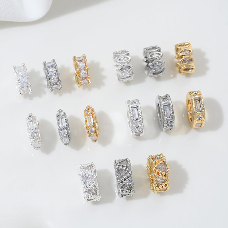 Micro-inlaid zircon spacer crystal pearl spacer