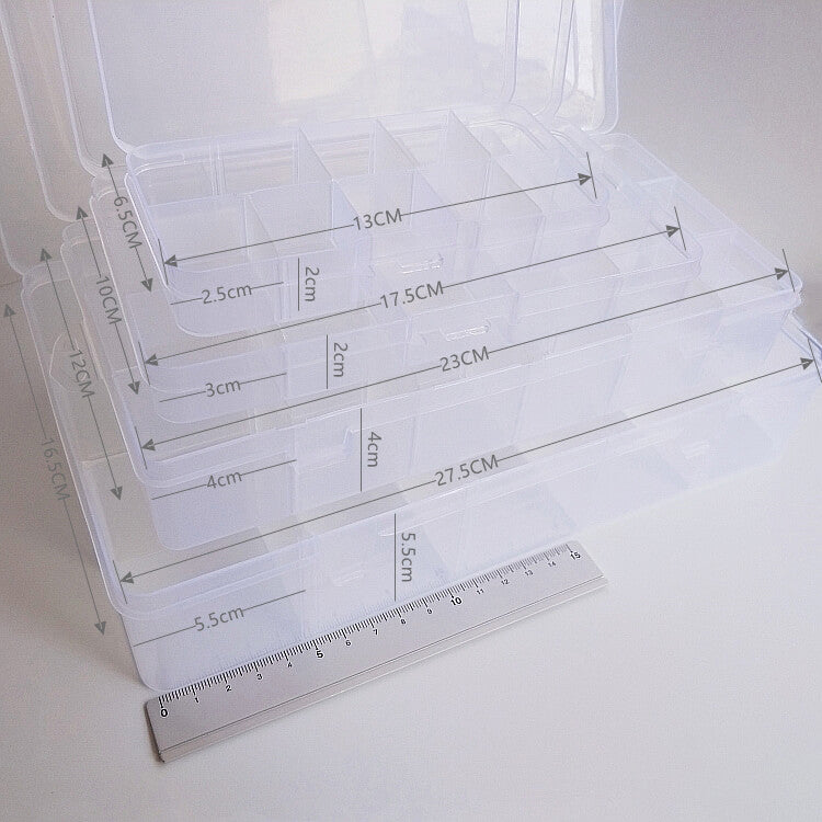 Multi-grid transparent plastic storage box for loose beads