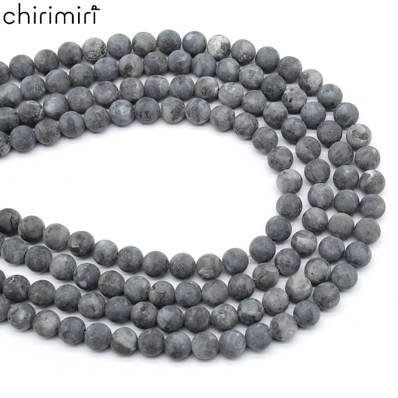 Natural matte matte black glitter stone loose beads