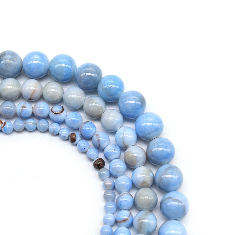 Optimized light blue striped Persian jade loose beads DIY hand-woven bracelet