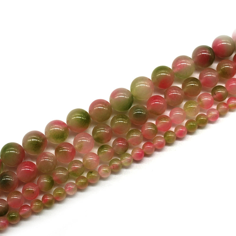 Pink green floating flower chalcedony DIY handmade crystal bracelet